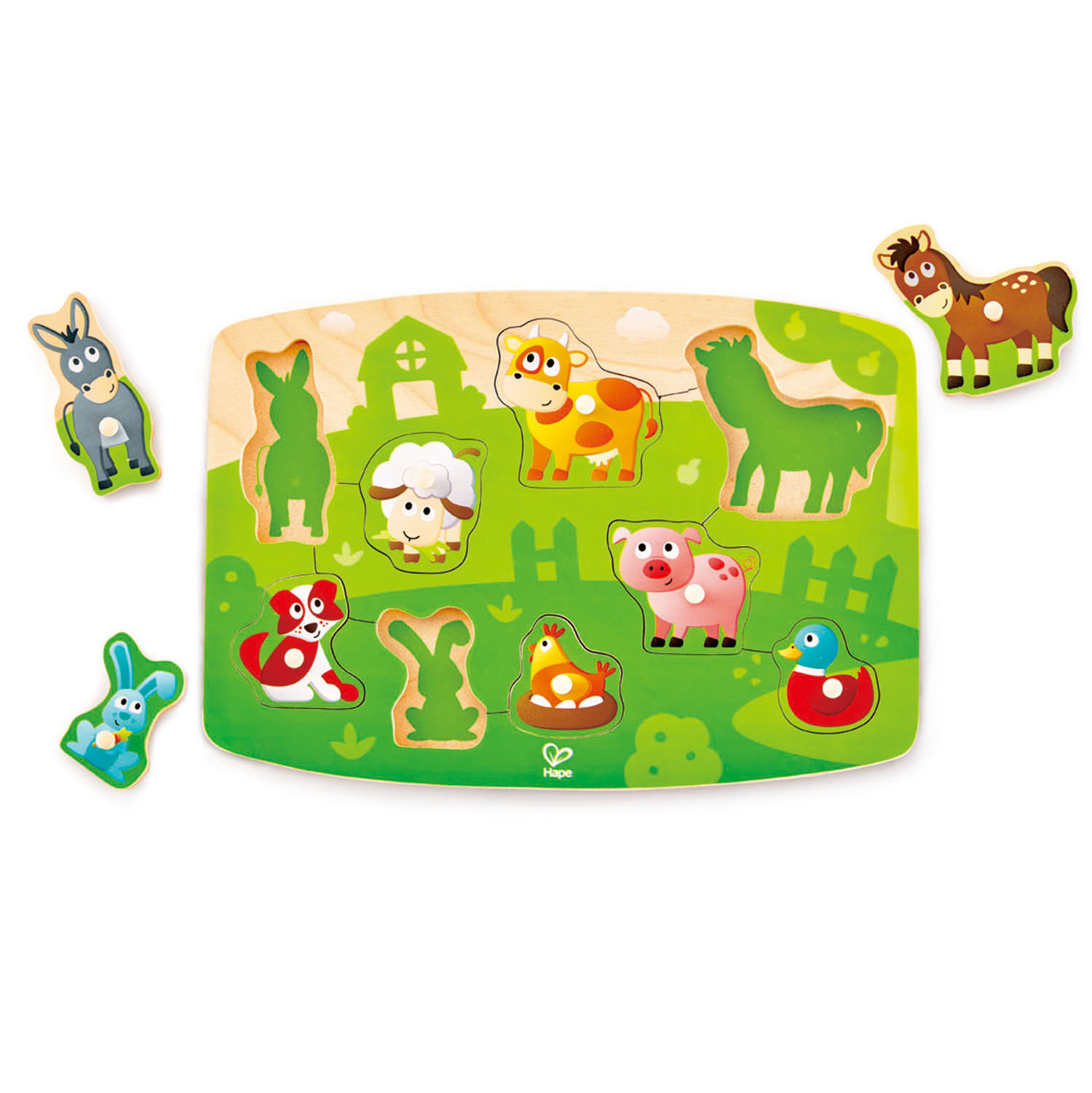 Knopfpuzzle Bauernhoftiere, 9 teilig